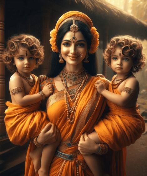 Sita with twin children